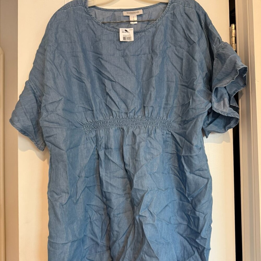 Motherhood Maternity Chambray Tunic Top - Size L - NWT
